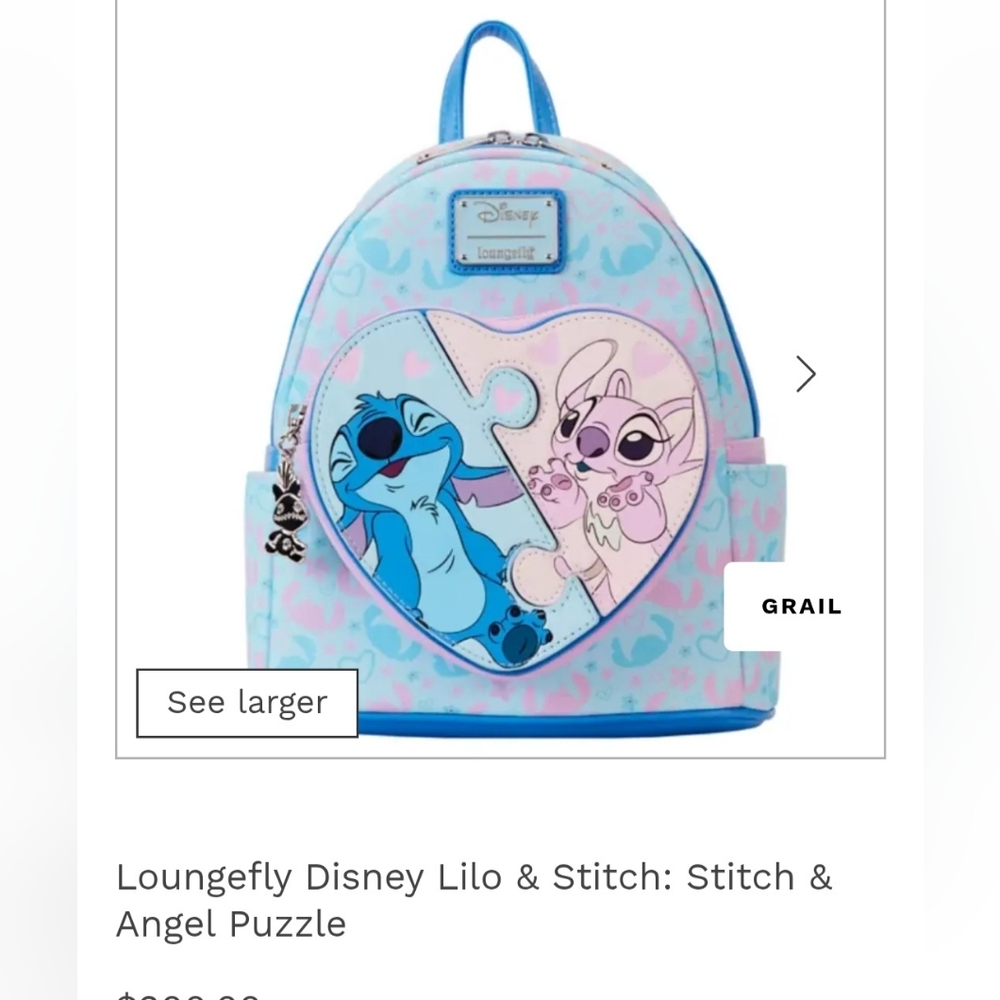 Loungefly Disney Stitch & Angel Heart Puzzle Mini Backpack (GRAIL)